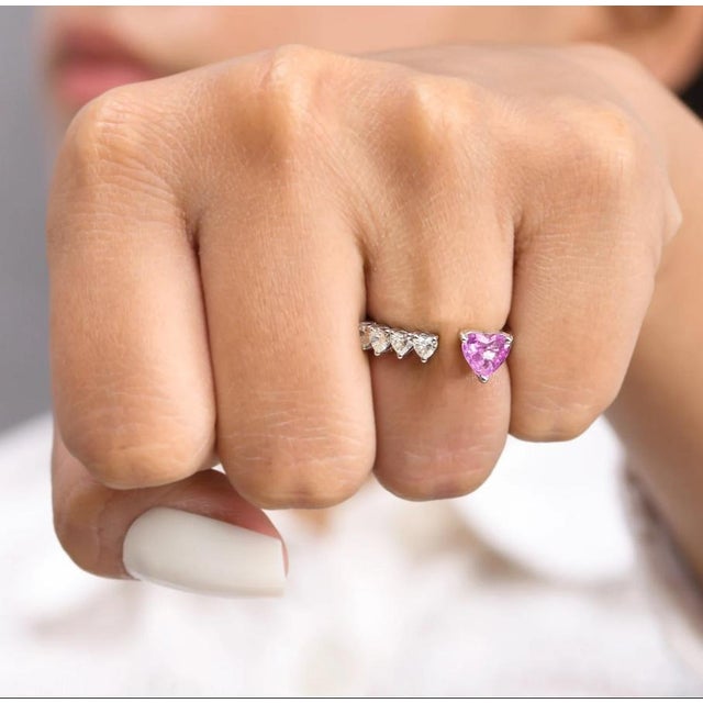 Natural 1.48 cts pink sapphire 048 cts diamond ring in 18k gold For Sale - Image 14 of 18