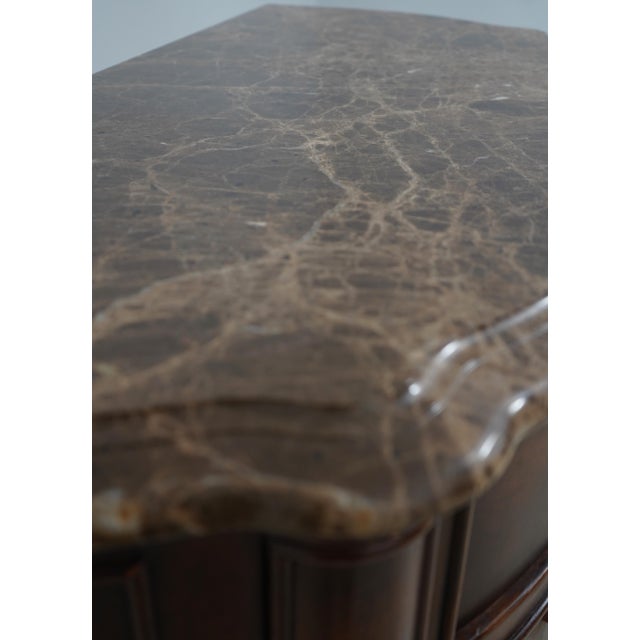 Pair Henredon Marble Top Oversize Nightstands or Commodes For Sale - Image 10 of 18