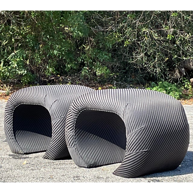 Vintage Boho Waterfall Ottomans - a Pair For Sale In West Palm - Image 6 of 8