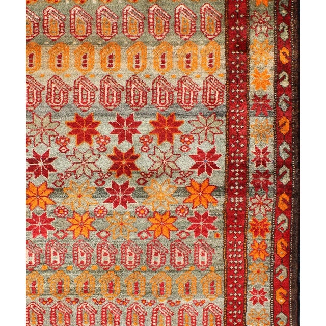Tribal Antique Persian Hamadan Rug With Colorful Star Motif and Repeating Medallion For Sale - Image 3 of 12