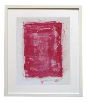 Framed "Motif 110" Framed Valentine Red Painting