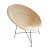 Midcentury modern coastal style hand crafted natural woven rattan round cup chair with simple black iron legs. Seat height...