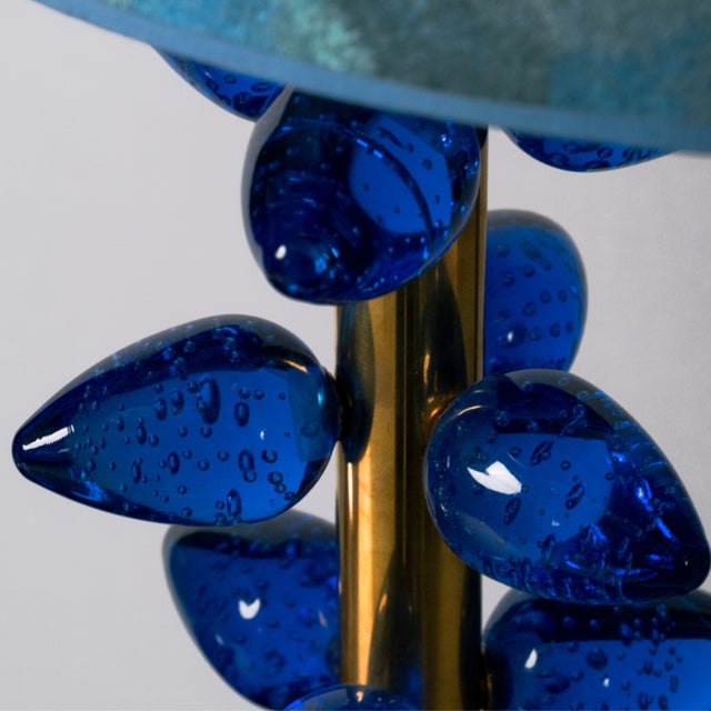 1980s Lamps with Blue Murano Glass Drops, 1980s, Set of 2 For Sale - Image 5 of 5