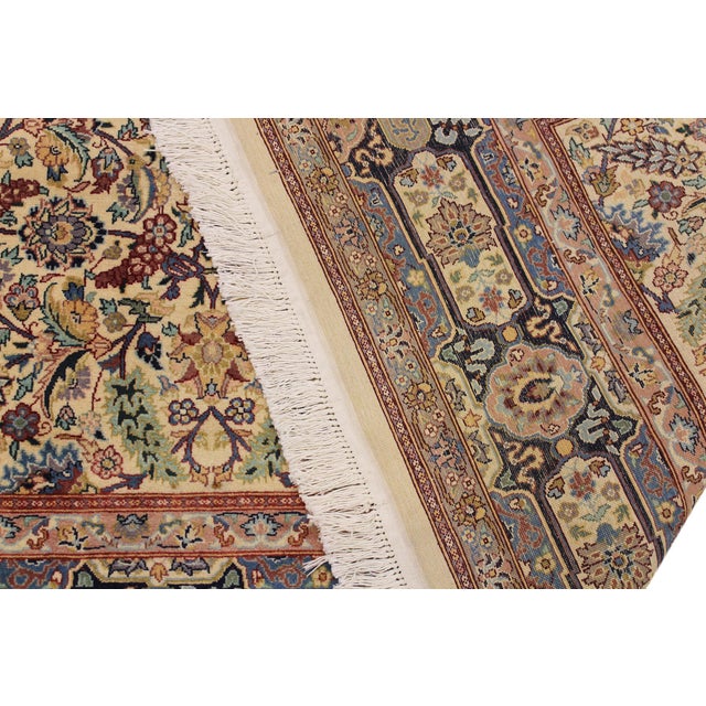 Textile Shabby Chic 1990's Pak-Persian Beige/Blue Wool Rug - 6'1'' X 9'3'' For Sale - Image 7 of 9