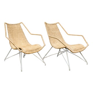 Brazilian Modern Armchairs in Iron & Sisal, Carlo Hauner, 1950s For Sale