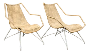 Brazilian Modern Armchairs in Iron & Sisal, Carlo Hauner, 1950s