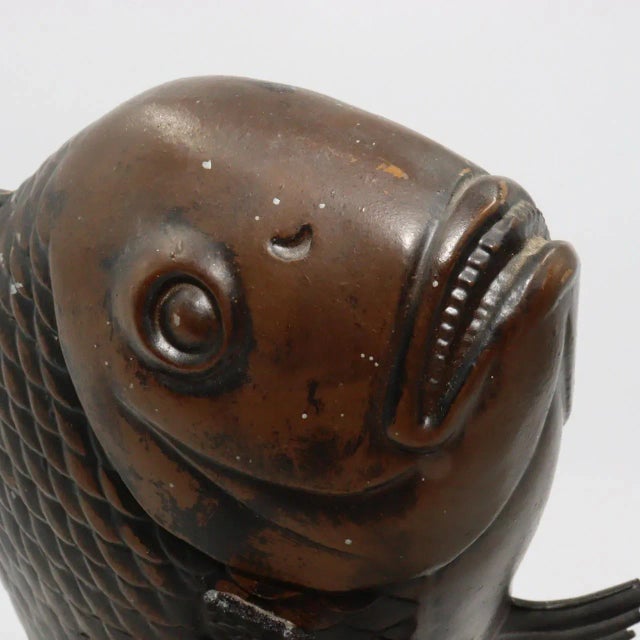Meiji Early 1900s Japanese Bronze Fish Carp Sea Bream Koi Waves Sea on