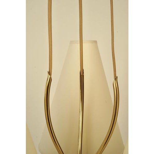 Mid-Century Brass 3-Light Chandelier, 1950s For Sale - Image 9 of 18