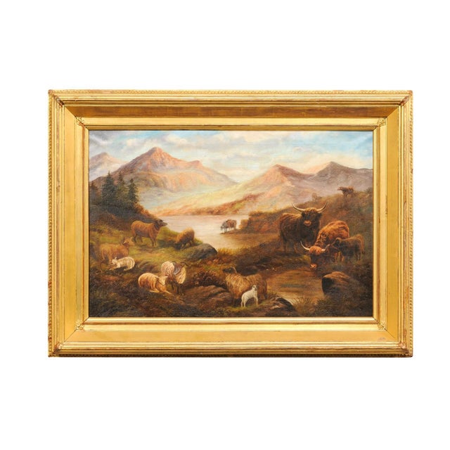19th C. English Landscape W/Highland Cattle - Signed For Sale - Image 11 of 11