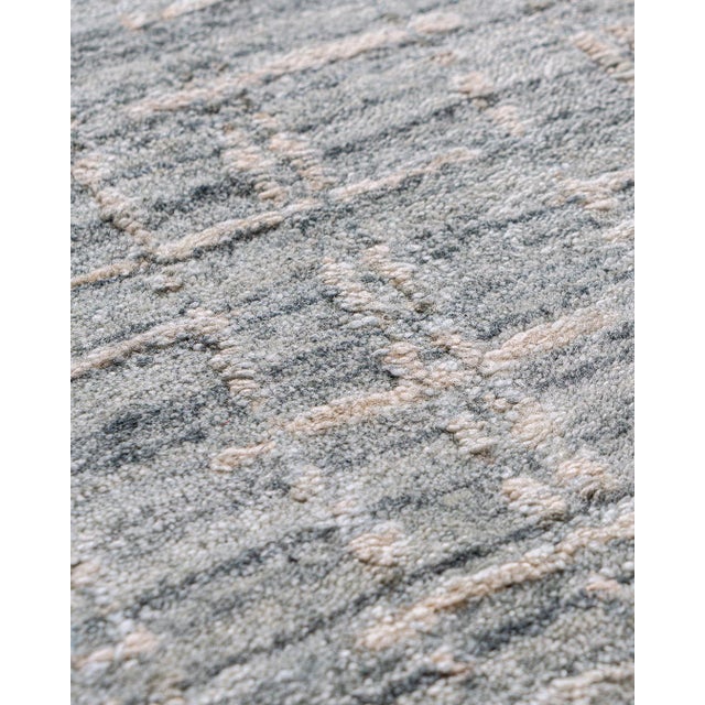 Blue Simplicity Comfort Blue Beige Hand Loomed Rug 12ft 7in X 13ft For Sale - Image 8 of 8