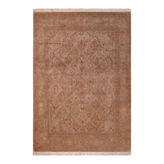 Elegant Gulab Pak-Persian Gold/Green Wool Rug - 8'2'' X 9'11'' For Sale
