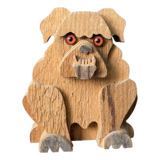 Wooden Bulldog Sculpture from Fausto Sangiovanni, Orvieto, Italy, 1975 For Sale