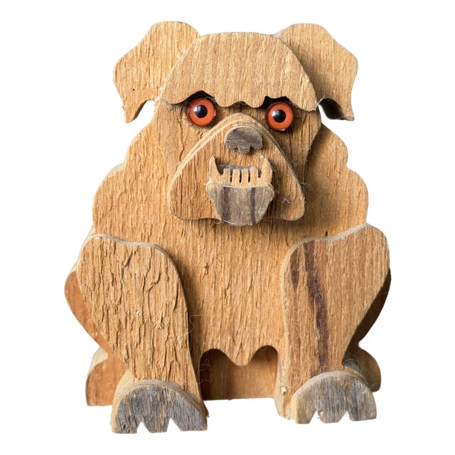 Wooden Bulldog Sculpture from Fausto Sangiovanni, Orvieto, Italy, 1975 For Sale
