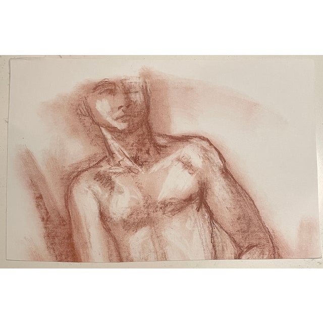 Figure of a male conte drawing on paper from the estate of Northwest School artist Neil Meitzler (1930 - 2009). Estate...