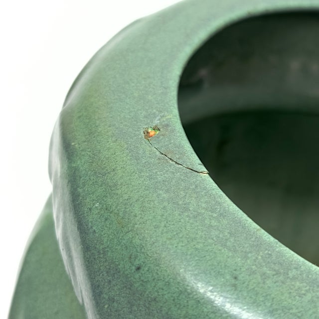 Arts & Crafts Style Sage Green Ceramic Vase With Leaf Motif by Haeger For Sale - Image 11 of 11