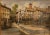 Oil on canvas, village scene, L. Cargnel, 20th century Elegant painting depicting a glimpse of a village interior with...