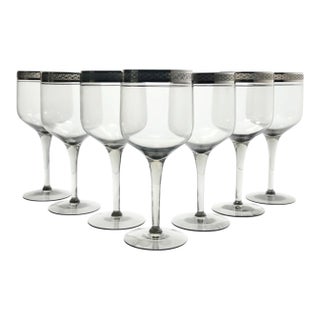 1970s Tiffin-Franciscan “Indigo” Claret Wine Glasses - Set of 7 For Sale