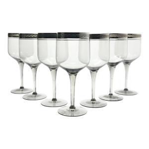 1970s Tiffin-Franciscan “Indigo” Claret Wine Glasses - Set of 7