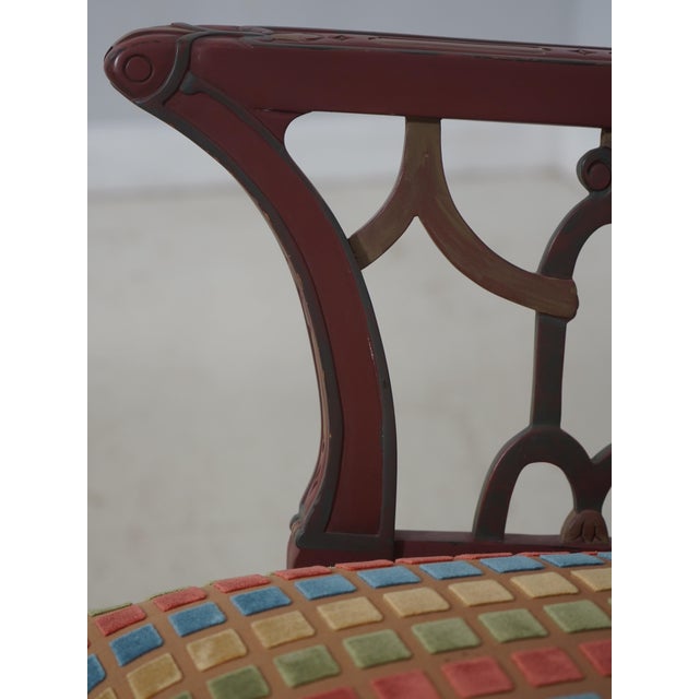 Chinese Chippendale Style Painted Finish Settee Bench For Sale In Philadelphia - Image 6 of 18