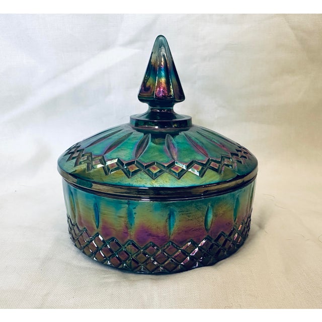 Vintage Indiana Glass "Princess Blue" Carnival Candy Dish For Sale In Palm Springs - Image 6 of 6