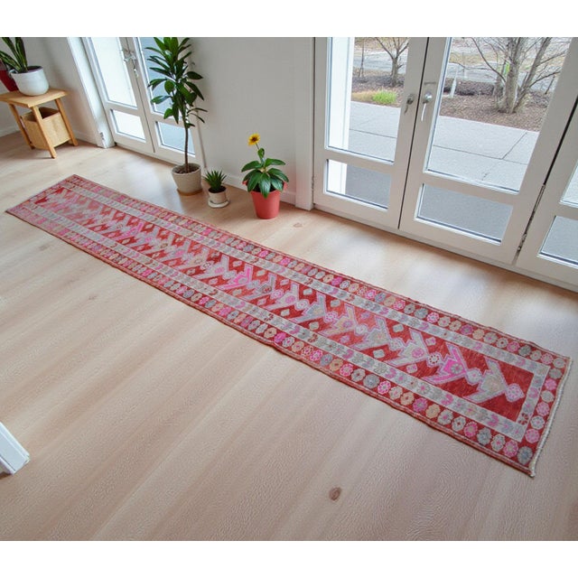 Extra Long Runner Rug Hand-Knotted Natural Wool Vintage Turkish Rug Hallway Kicthen Decor 2'5"x 14'6" For Sale - Image 4 of 15
