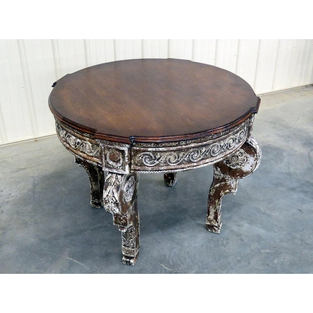 This Very Rare White Washed Paint Swedish Napoleonic Style Center Formal Table is an exceptional piece that embodies the...