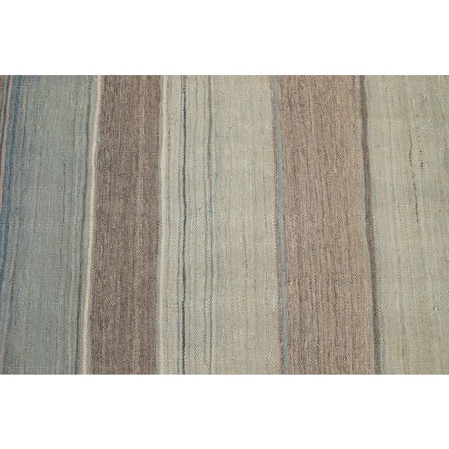 Gray Modern Striped Kilim Handmade Wool Rug With Subtle Tones For Sale - Image 8 of 12