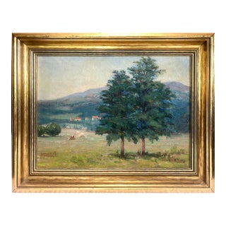 Kansas Farmland Plein Air Landscape, by Maude J. Mitchell (1875-1957) For Sale
