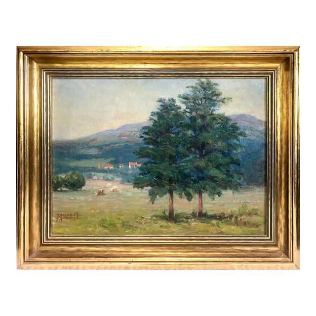 Kansas Farmland Plein Air Landscape, by Maude J. Mitchell (1875-1957) For Sale