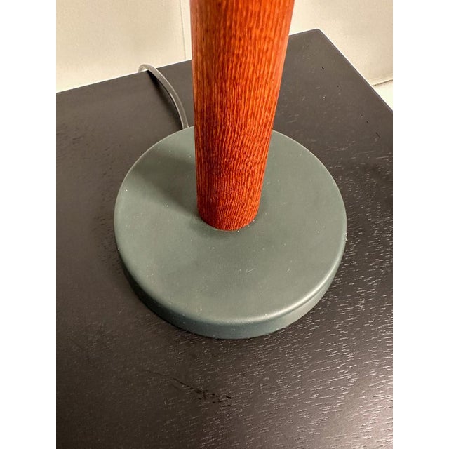 Mid-Century Teak and Cotton Table Lamp attributed to Einar Bäckström, Sweden, 1950s For Sale - Image 10 of 14