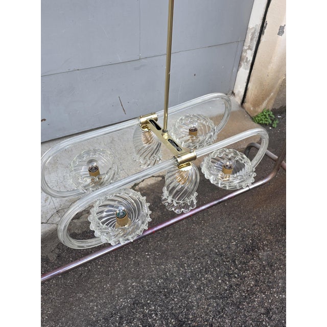 Art Deco Murano and Brass Navetta Chandelier from Barovier, 1930s For Sale - Image 14 of 18