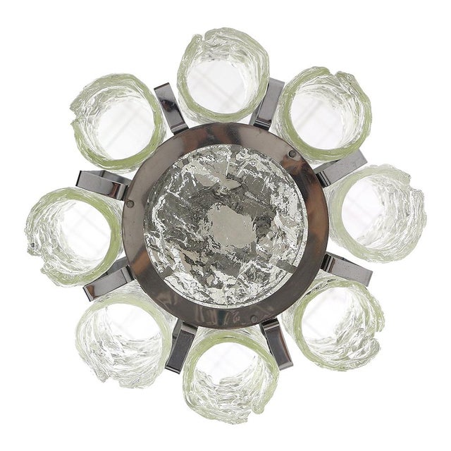 Mid-Century Modern Murano Glass and Chromed Metal Chandelier, 1970s For Sale - Image 3 of 14