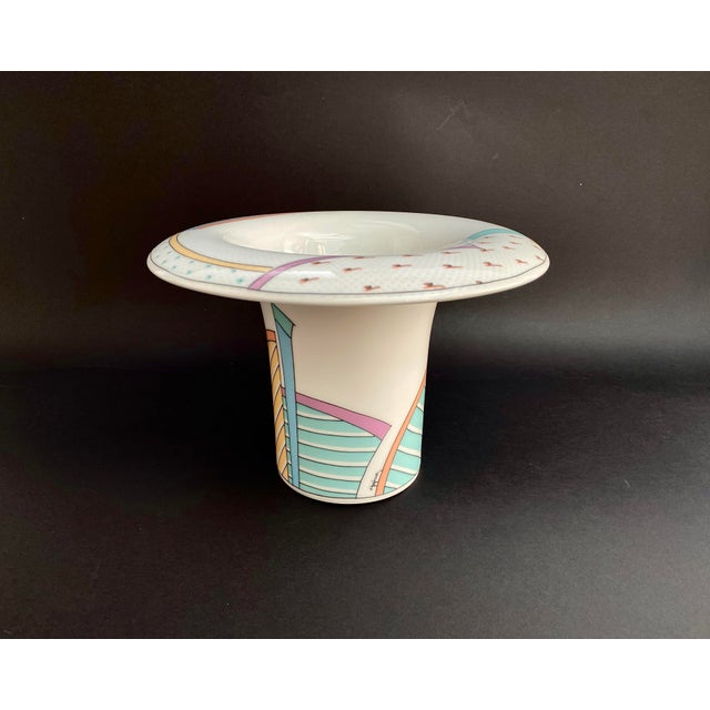 Vintage vase for flowers in textured glazed porcelain by Rosenthal, Century New Wave Series, c.1980s. This work of...