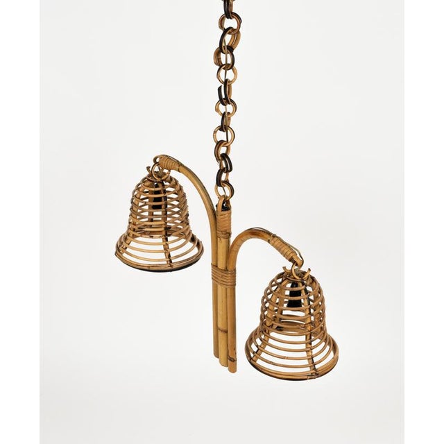Mid-Century Modern Bamboo and Rattan Hanging Light, 1960s For Sale - Image 11 of 13