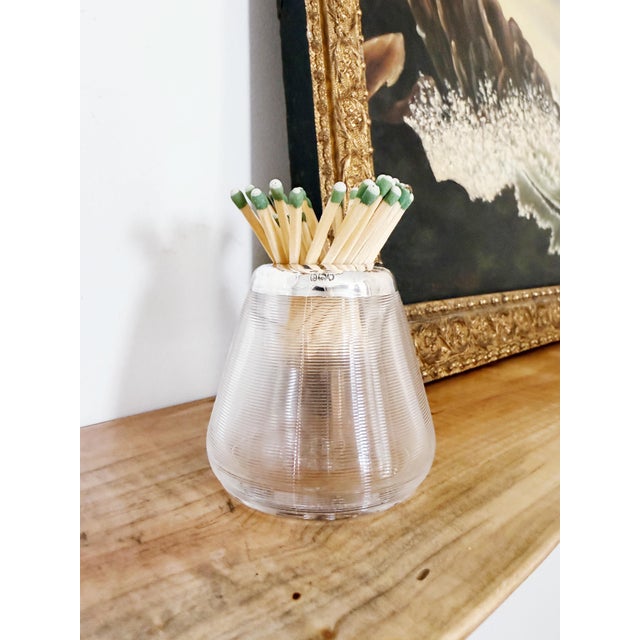 Antique 1910 Sterling Silver and Glass Match Striker For Sale - Image 4 of 5