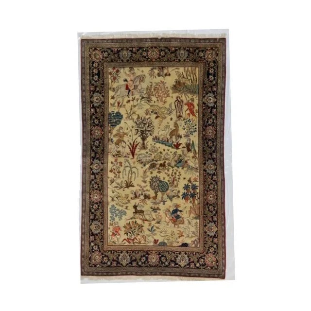 1950s Persian Pictorial Kashan Rug, 4'7" X 7'6" For Sale - Image 10 of 10