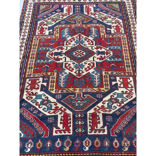 Antique Caucasian Kazak Rug 4’4" X 6'10" For Sale In New York - Image 6 of 7