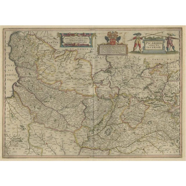 Antique Map of the Picardy Region of France, 1657 For Sale
