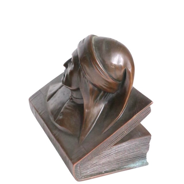 Pr. Bronze Finish Clad Dante and Beatrice Bookends by Jennings Brothers C. 1930's For Sale - Image 12 of 12
