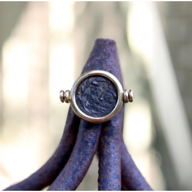 Vintage 14k Gold Ancient Coin Flip Ring, Size 6.5 For Sale - Image 10 of 11