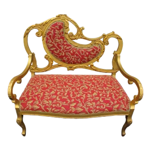 Early 19th Century Gold Leaf French Louis XV Loveseat Newly Upholstered & Restored