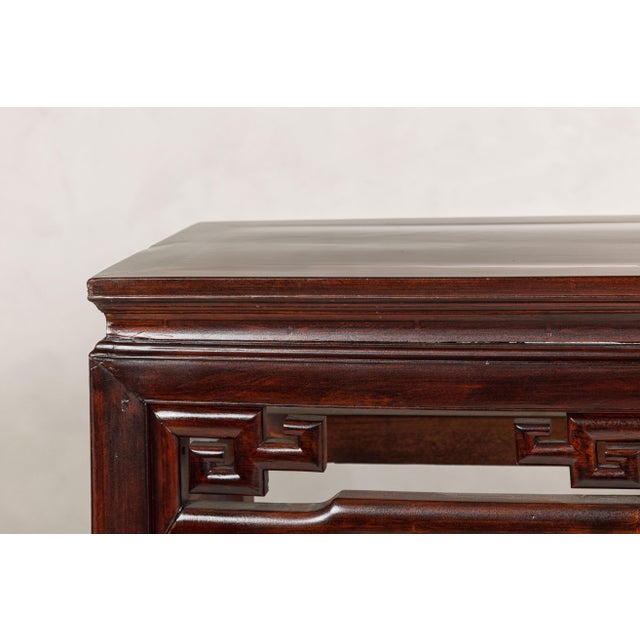 Tall Altar Console Table with Meander Carved Apron and Humpback Stretchers For Sale - Image 12 of 12