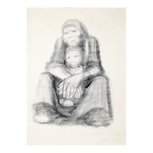 1940s "Studie zu enier Plastik 14" Collotype by Kathe Kollwitz