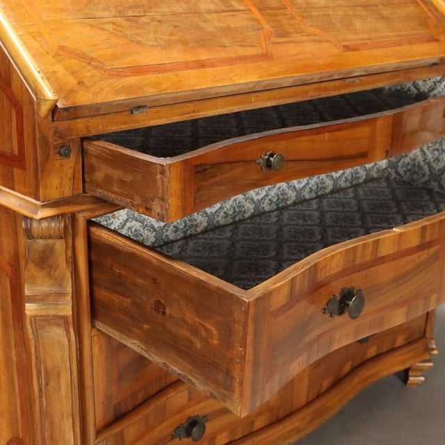 Brown Walnut Bureau with Cherry Inlay For Sale - Image 8 of 13