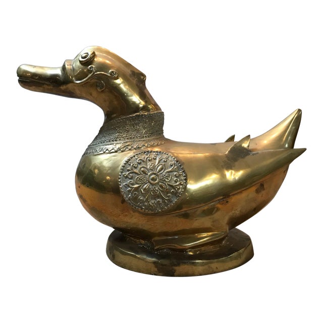 Indian Brass Duck, Circa 1960's For Sale