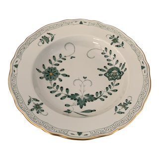 Signed Meissen Porcelain Indian Green Shallow Bowl For Sale