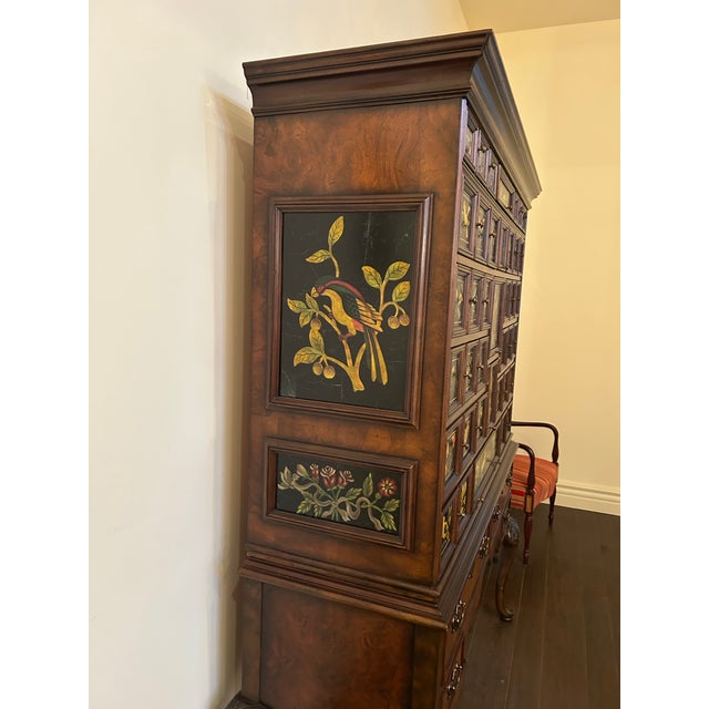 Brown Late 20th Century Maitland-Smith Chinoiserie Style Multi-Drawer Cabinet on Chest With Hand-Decorated Panels For Sale - Image 8 of 12
