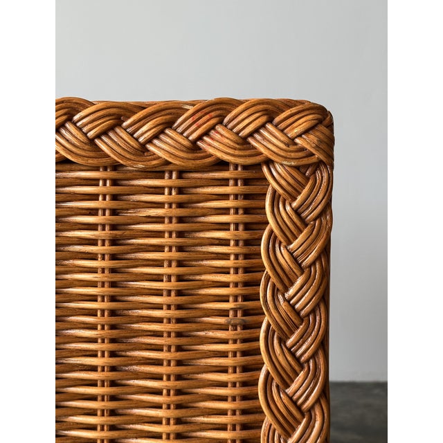 Woven Wicker Nightstand With Braided Rope Trim, 1980s For Sale - Image 11 of 17