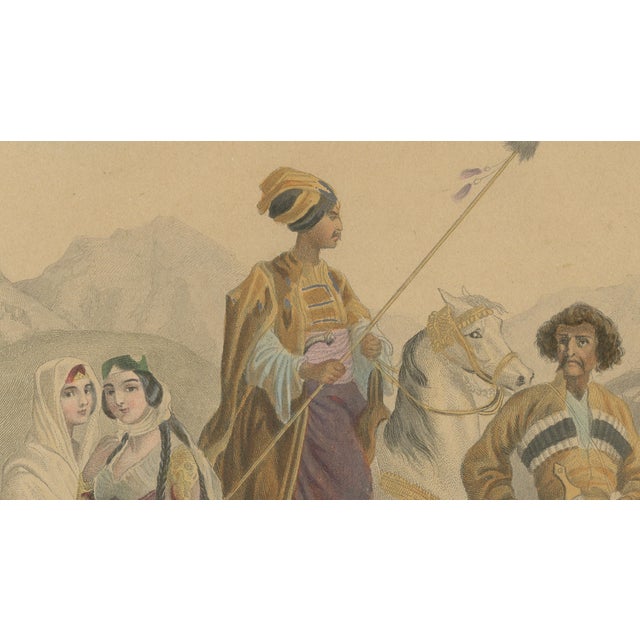 After Henri Félix Emmanuel Philippoteaux, Persian, Kurdish & Circassian Costumes, 1860 For Sale - Image 5 of 9