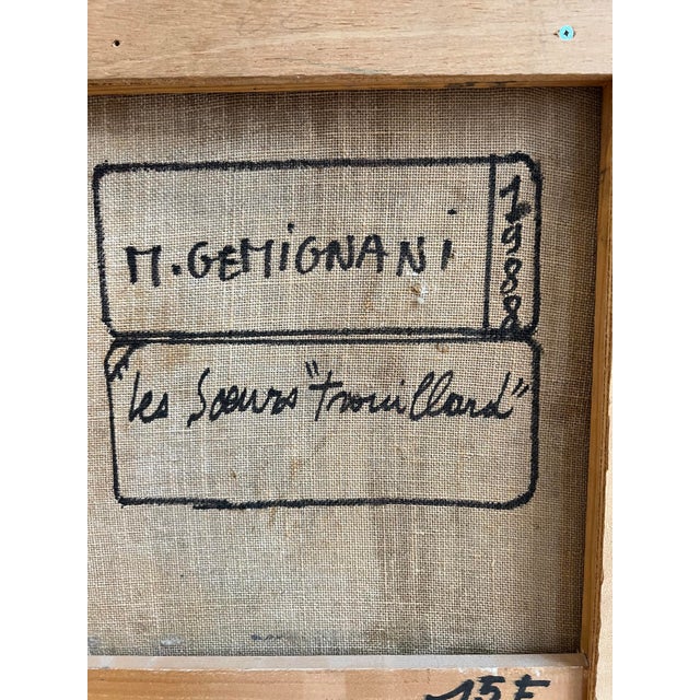 Michel Gemignani, Les Soeurs "Trouillard", 1988, Oil on Paper Mounted on Canvas, Framed For Sale - Image 10 of 11